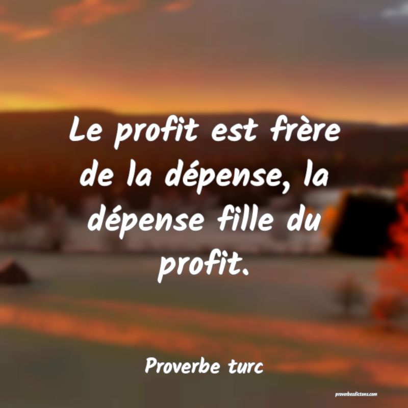 Le profit est frère de la dépense, la dépense fille du profit.