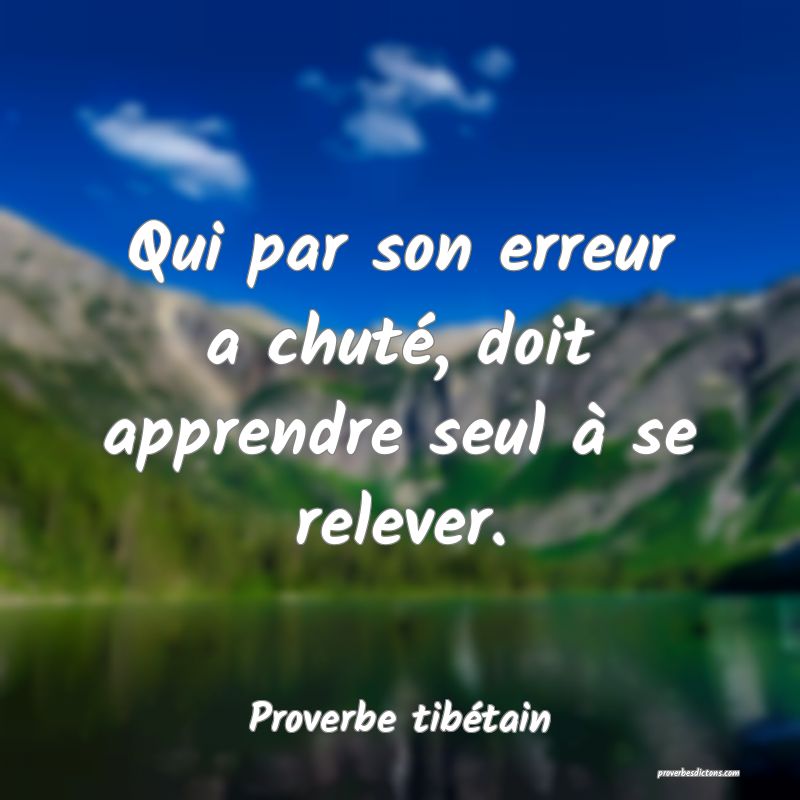 Qui par son erreur a chuté, doit apprendre seul à se relever.