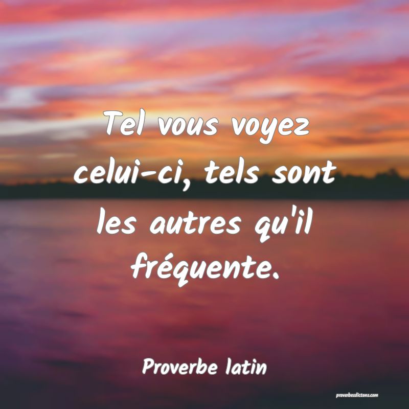 Tel vous voyez celui-ci, tels sont les autres qu'il fréquente.