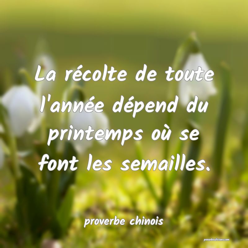  La récolte de toute l'année dépend du printemps où se font les semailles.
