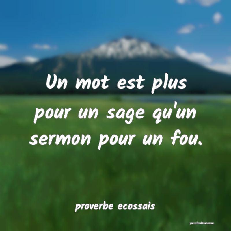 Un mot est plus pour un sage qu'un sermon pour un fou.