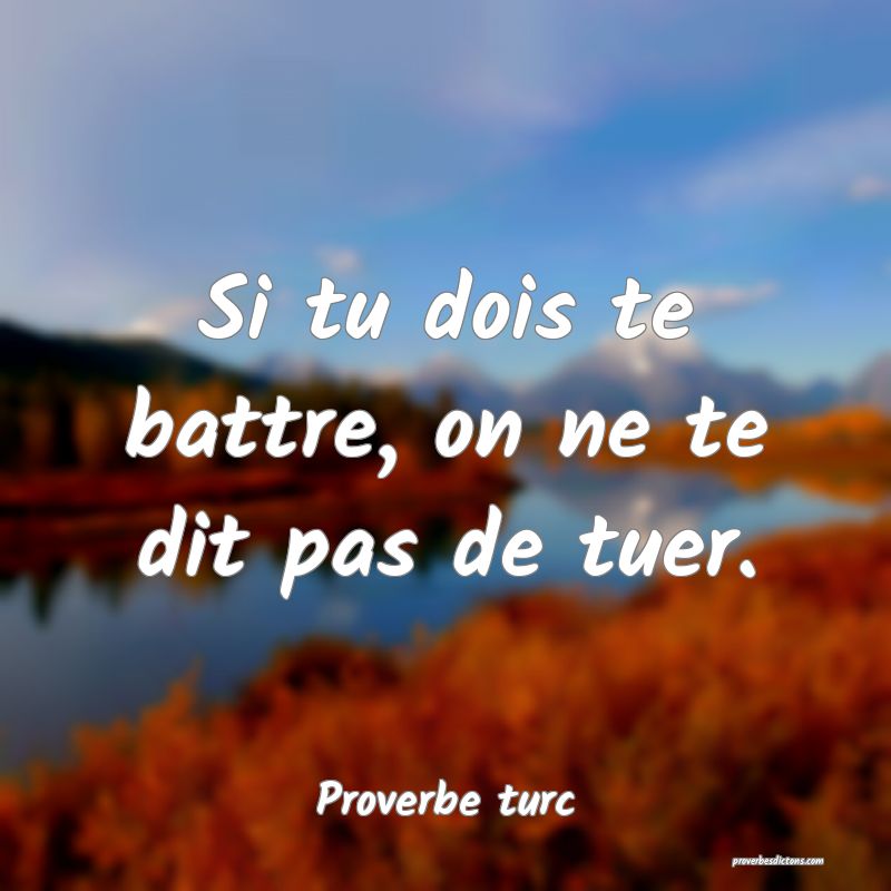 Si tu dois te battre, on ne te dit pas de tuer.