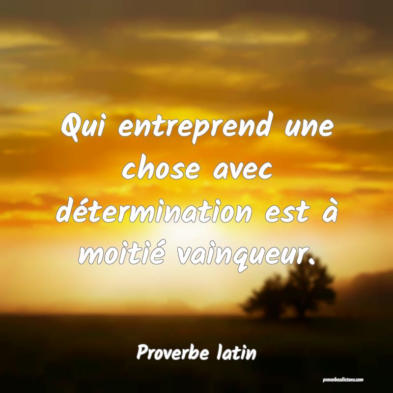 Qui entreprend une chose avec détermination est à moitié vainqueur.