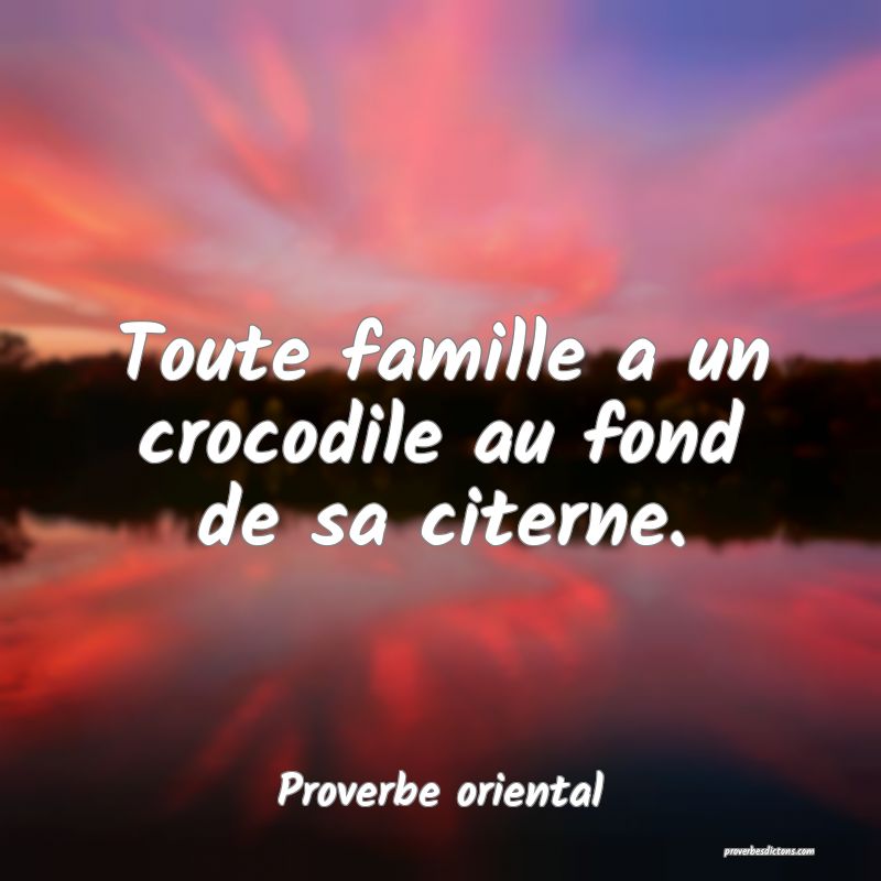 Toute famille a un crocodile au fond de sa citerne.