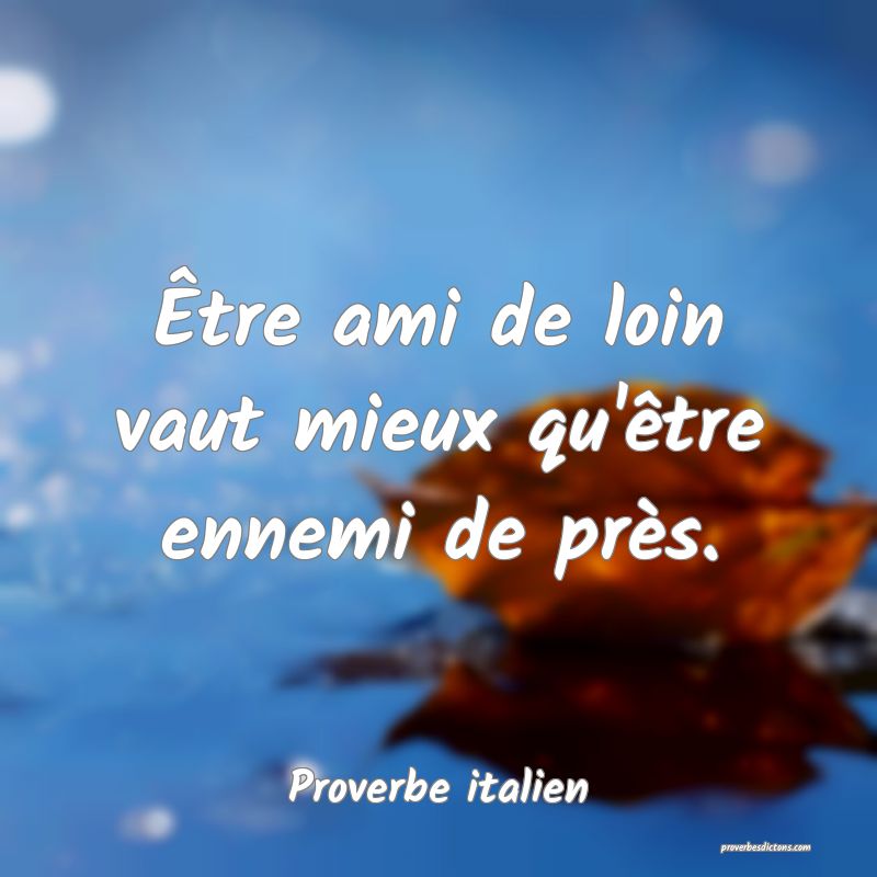 Être ami de loin vaut mieux qu'être ennemi de près.