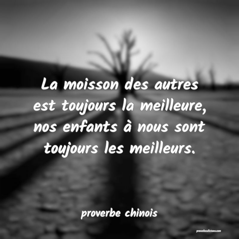  La moisson des autres est toujours la meilleure, nos enfants à nous sont toujours les meilleurs.