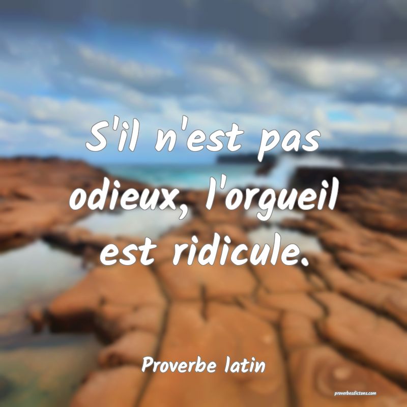 S'il n'est pas odieux, l'orgueil est ridicule.