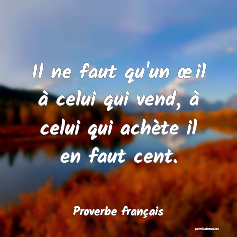 Il ne faut qu'un œil à celui qui vend, à celui qui achète il en faut cent.