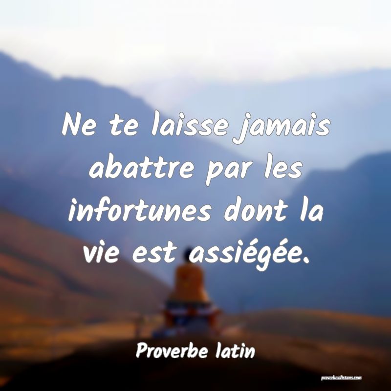 Ne te laisse jamais abattre par les infortunes dont la vie est assiégée.