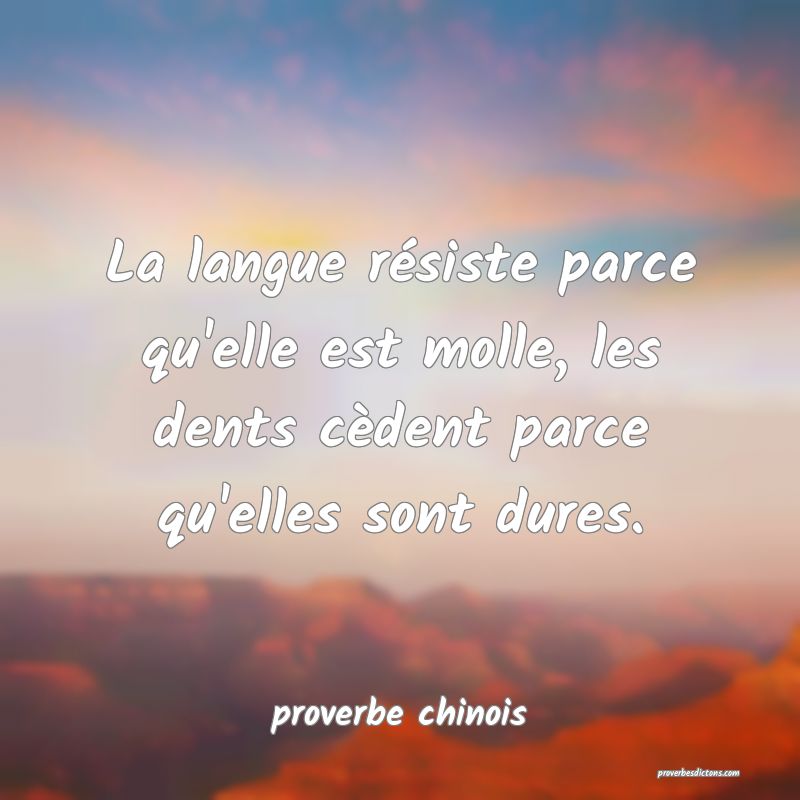  La langue résiste parce qu'elle est molle, les dents cèdent parce qu'elles sont dures.