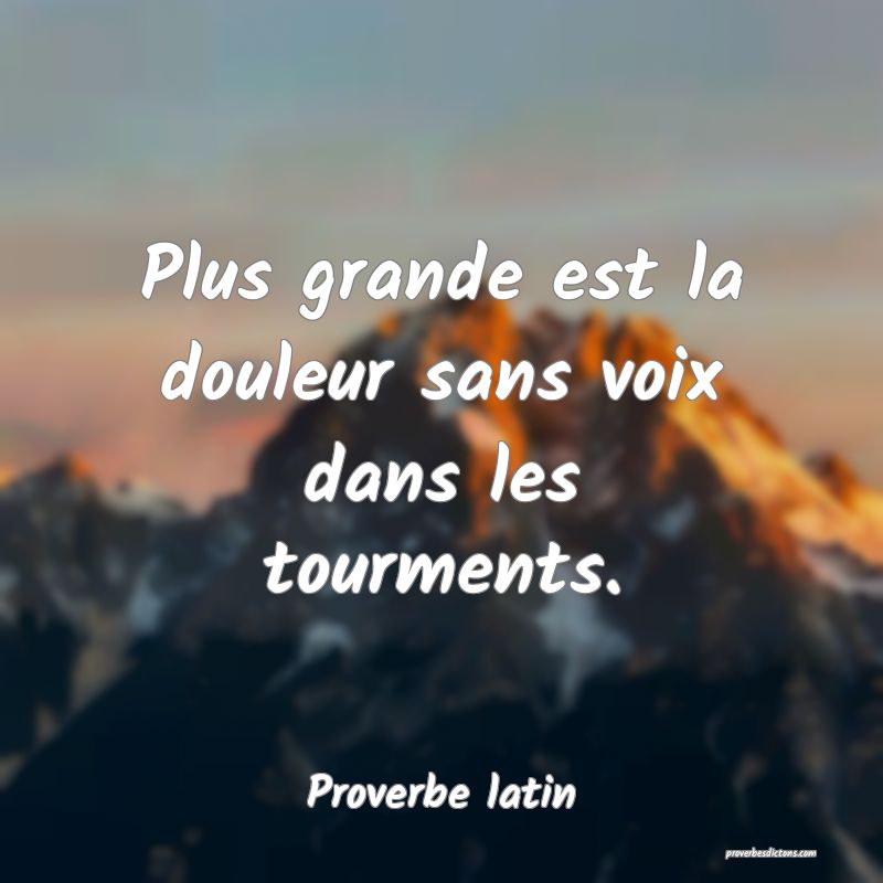 Plus grande est la douleur sans voix dans les tourments.