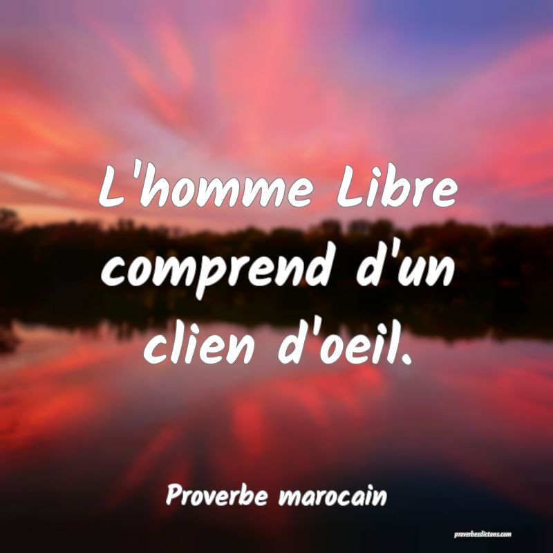  L'homme Libre comprend d'un clien d'oeil.
