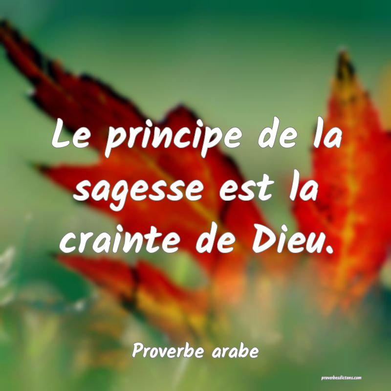 Le principe de la sagesse est la crainte de Dieu.