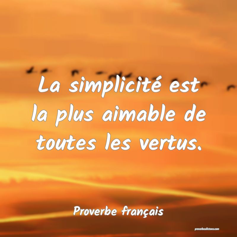 La simplicité est la plus aimable de toutes les vertus.