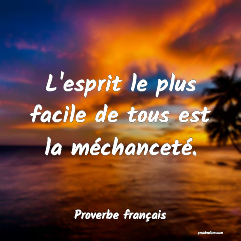 L'esprit le plus facile de tous est la méchanceté.
