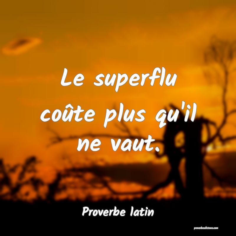 Le superflu coûte plus qu'il ne vaut.