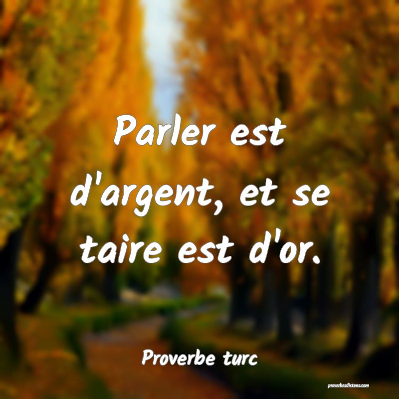 Parler est d'argent, et se taire est d'or.