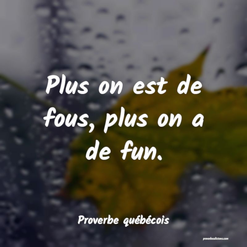 Plus on est de fous, plus on a de fun.