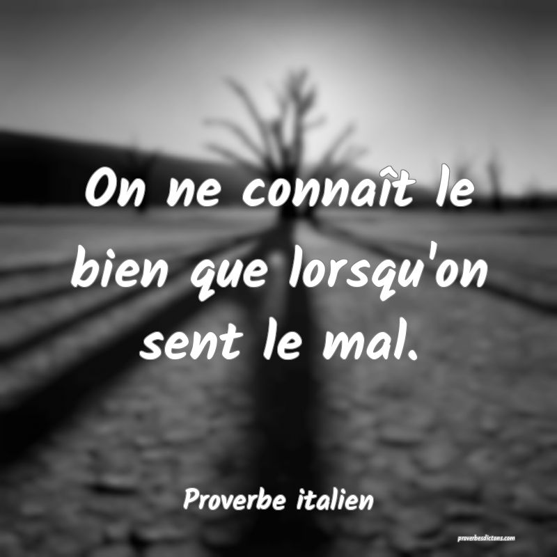 On ne connaît le bien que lorsqu'on sent le mal.