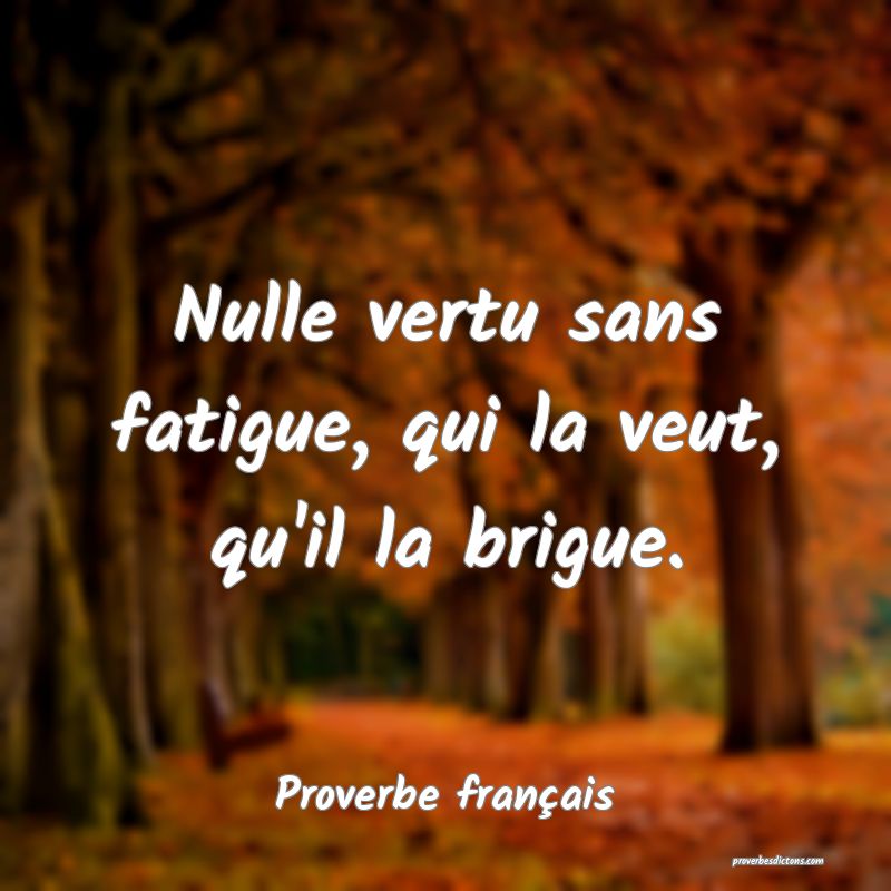 Nulle vertu sans fatigue, qui la veut, qu'il la brigue.