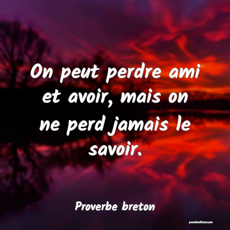 On peut perdre ami et avoir, mais on ne perd jamais le savoir.