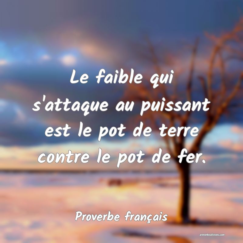 Le faible qui s'attaque au puissant est le pot de terre contre le pot de fer.