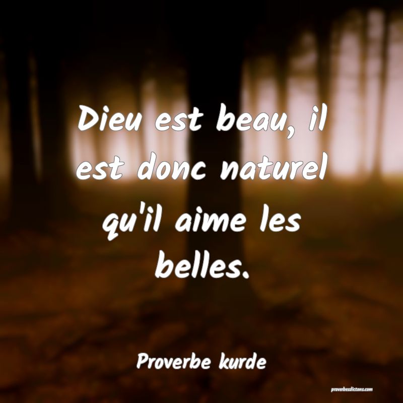 Dieu est beau, il est donc naturel qu'il aime les belles.