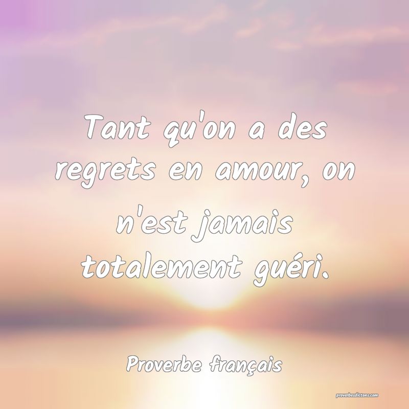 Tant qu'on a des regrets en amour, on n'est jamais totalement guéri.