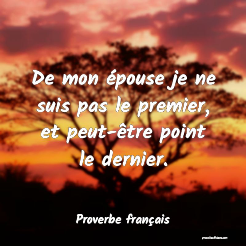 De mon épouse je ne suis pas le premier, et peut-être point le dernier.