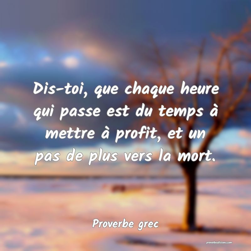 Dis-toi, que chaque heure qui passe est du temps à mettre à profit, et un pas de plus vers la mort.