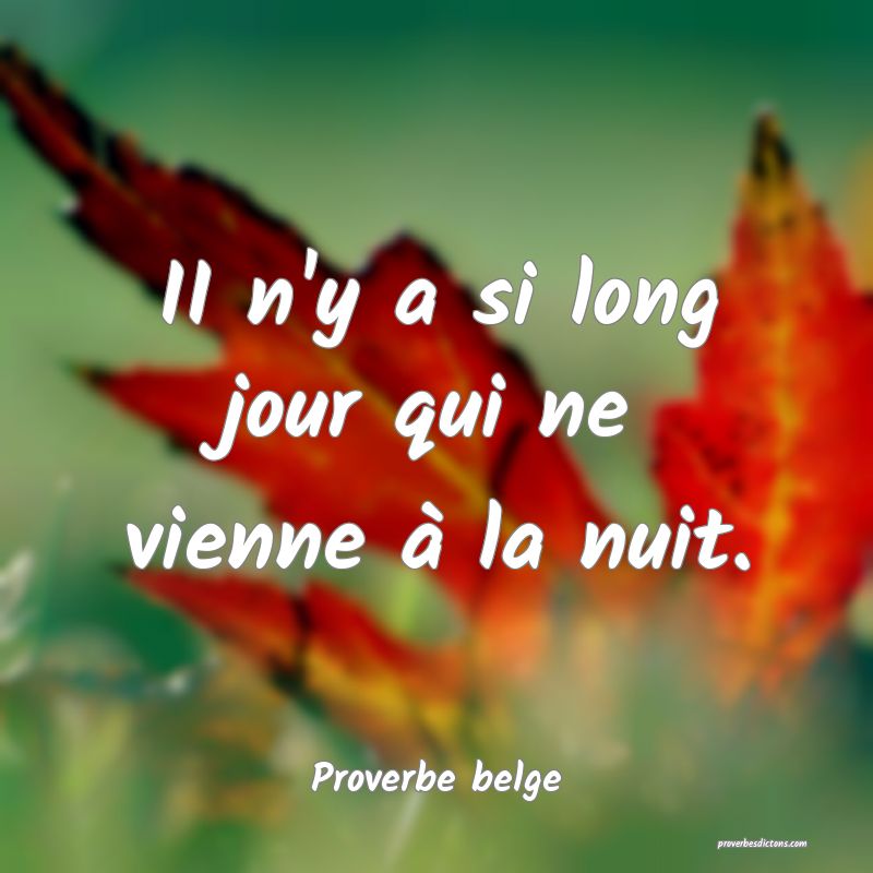 II n'y a si long jour qui ne vienne à la nuit.