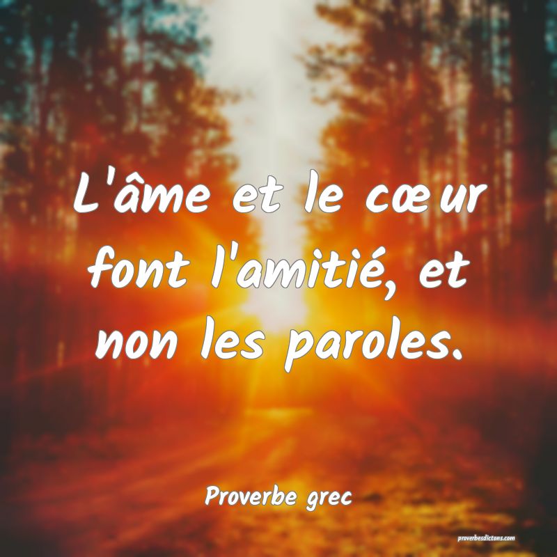 L'âme et le cœur font l'amitié, et non les paroles.