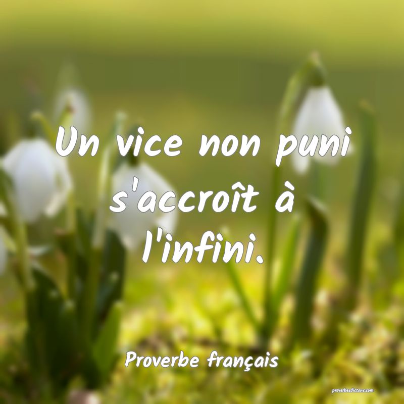 Un vice non puni s'accroît à l'infini.