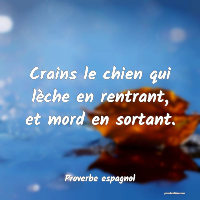 Crains le chien qui lèche en rentrant, et mord en sortant.