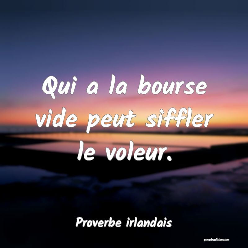 Qui a la bourse vide peut siffler le voleur.