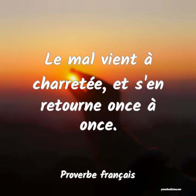 Le mal vient à charretée, et s'en retourne once à once.