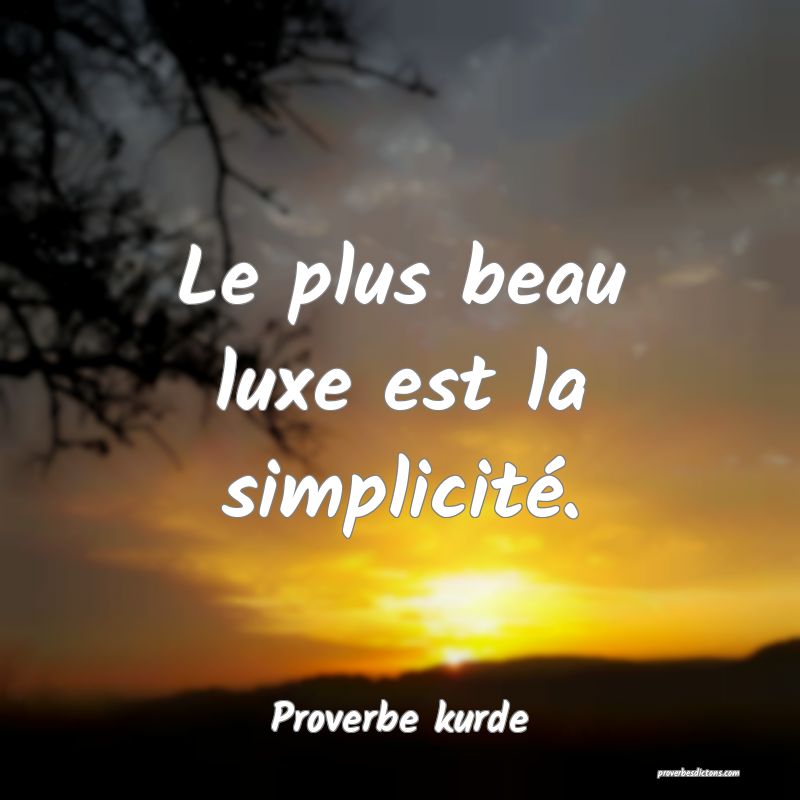 Le plus beau luxe est la simplicité.