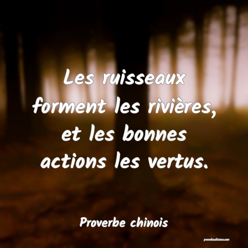Les ruisseaux forment les rivières, et les bonnes actions les vertus.