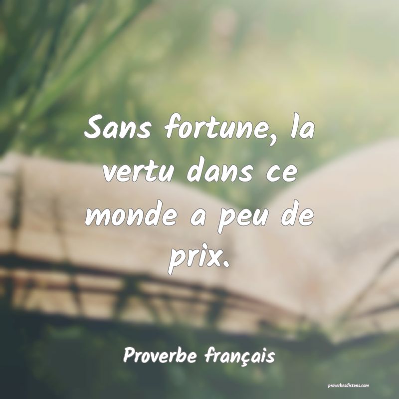 Sans fortune, la vertu dans ce monde a peu de prix.
