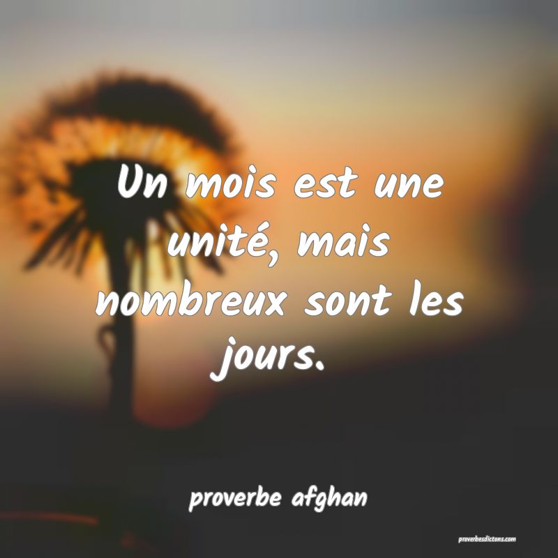 Un mois est une unité, mais nombreux sont les jours.