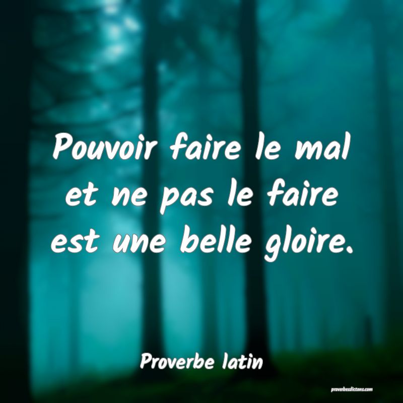 Pouvoir faire le mal et ne pas le faire est une belle gloire.