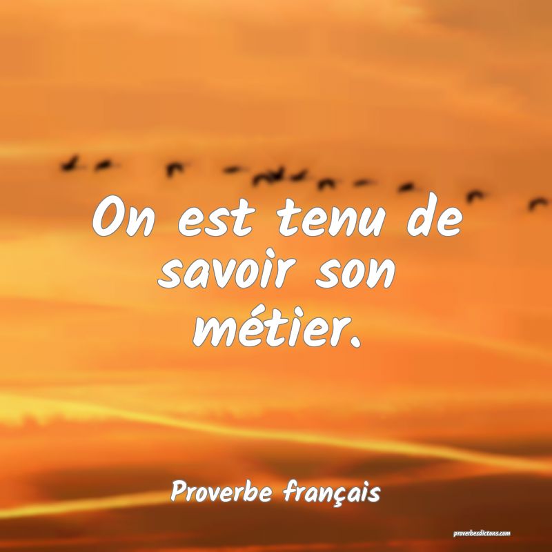 On est tenu de savoir son métier.