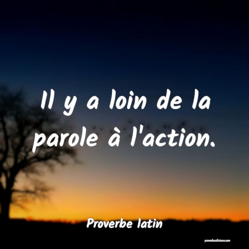 Il y a loin de la parole à l'action.