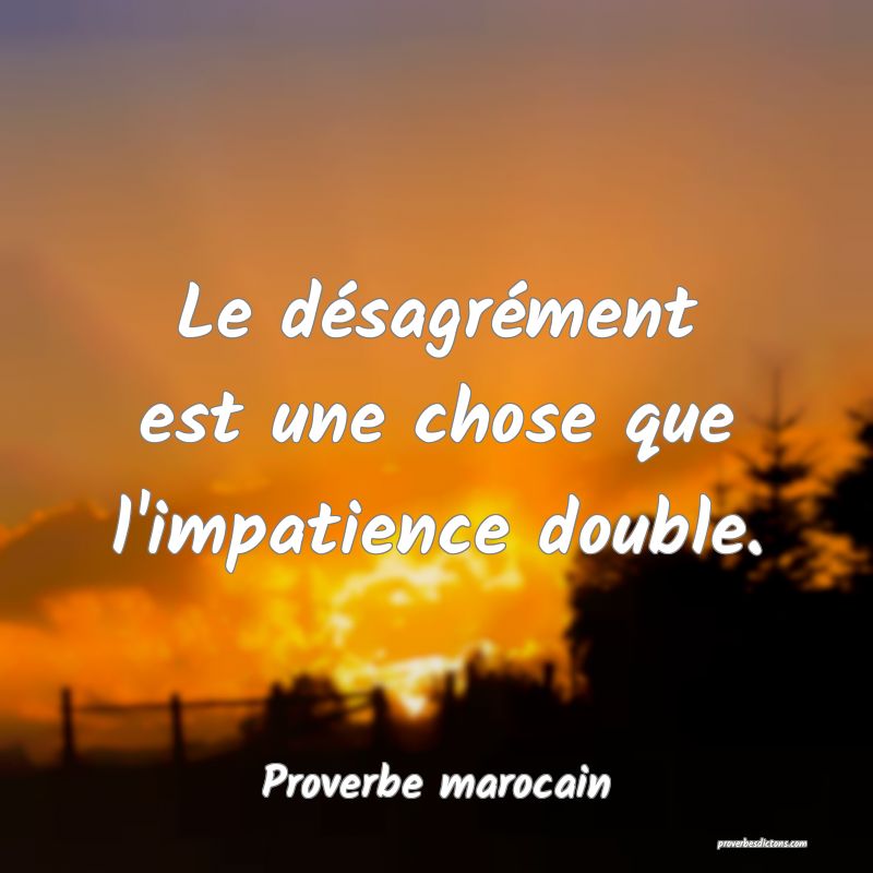 Le désagrément est une chose que l'impatience double.
