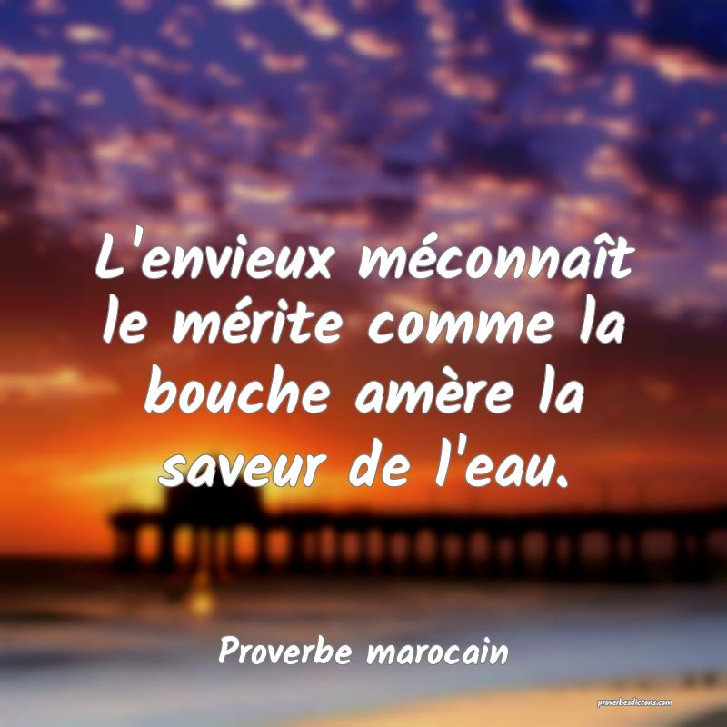L'envieux méconnaît le mérite comme la bouche amère la saveur de l'eau.