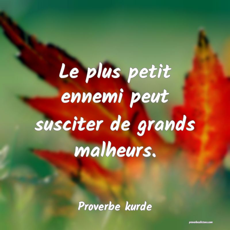 Le plus petit ennemi peut susciter de grands malheurs.
