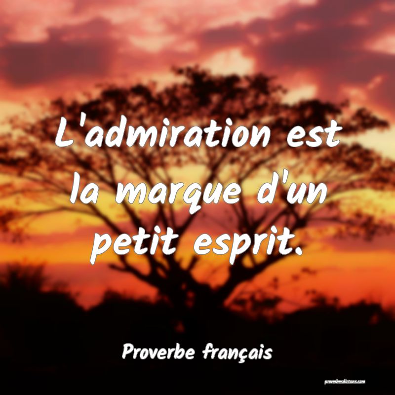 L'admiration est la marque d'un petit esprit.