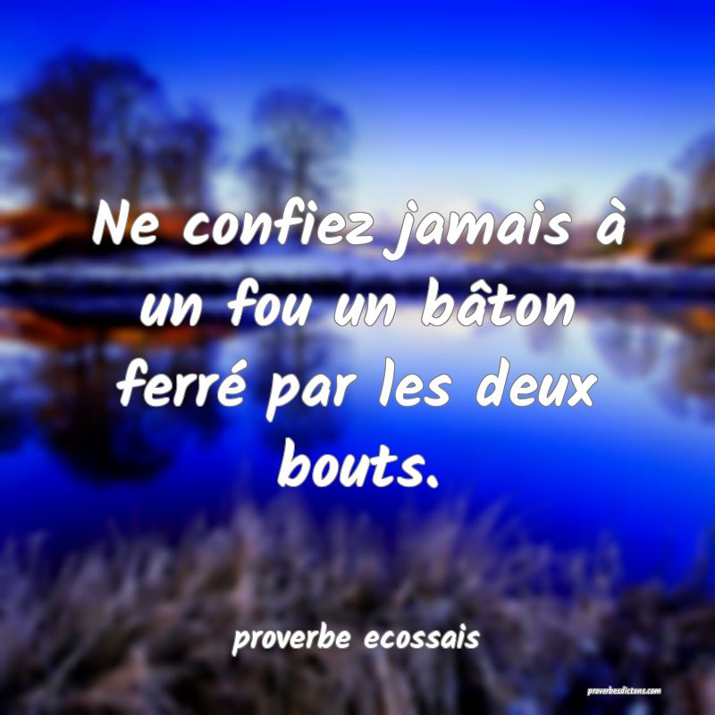 Ne confiez jamais à un fou un bâton ferré par les deux bouts.