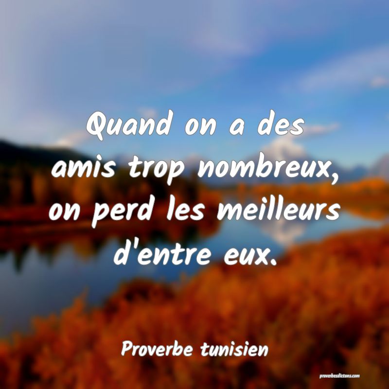 Quand on a des amis trop nombreux, on perd les meilleurs d'entre eux.