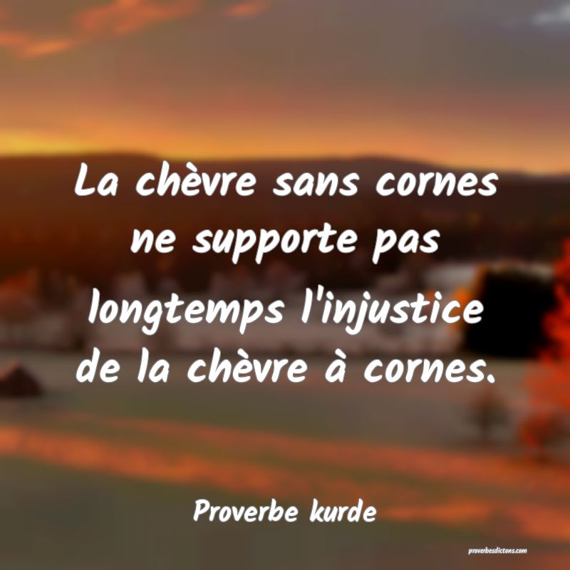 La chèvre sans cornes ne supporte pas longtemps l'injustice de la chèvre à cornes.